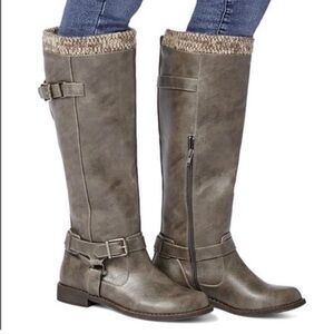 JustFab Talisa Gray Sweater Cuff Tall Women’s 
Boots - Size 9 (8.5)